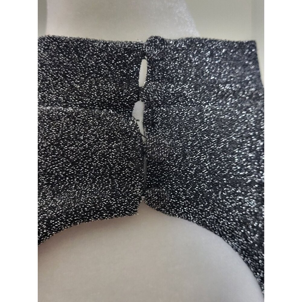 Topshop Black Silver Glitter Open Midi Cocktail Night Out Dress Size 6 - Picture 8 of 12